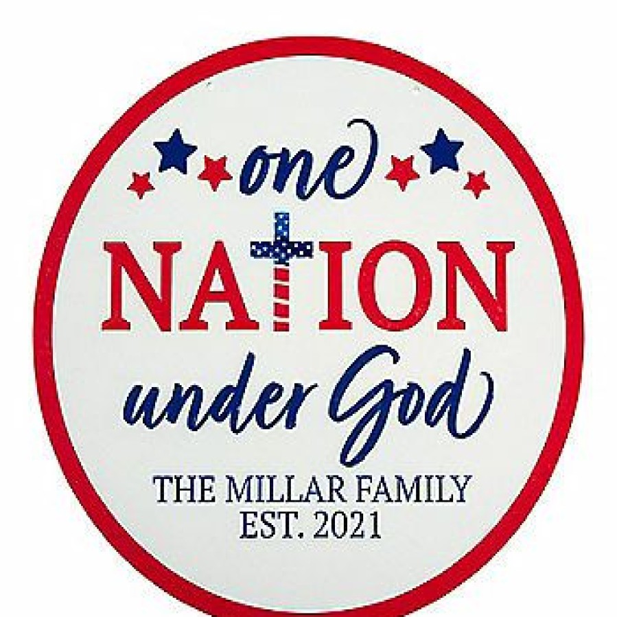 Signs * | Coupon Personalized Faith One Nation Under God Patriotic Door Sign