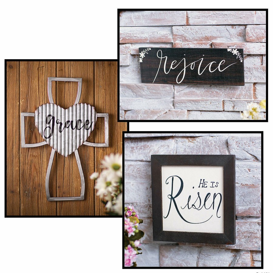 Signs * | Top 10 Positively Simple He Lives Home Decorating Kit 3 Pc.