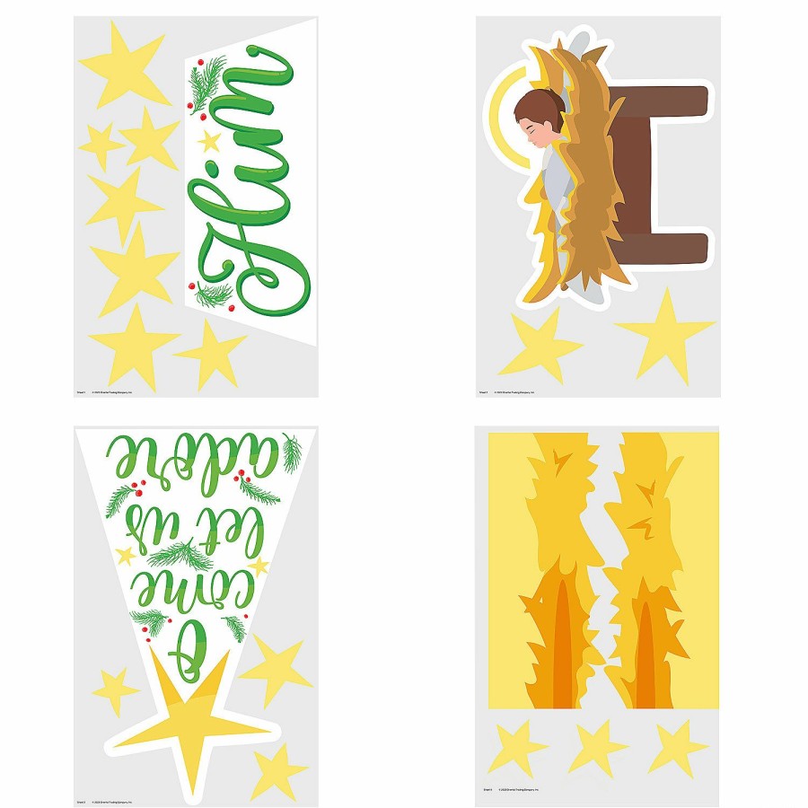 Door Decorations * | New Come Let Us Adore Him Christmas Door Decorating Kit 4 Pc.