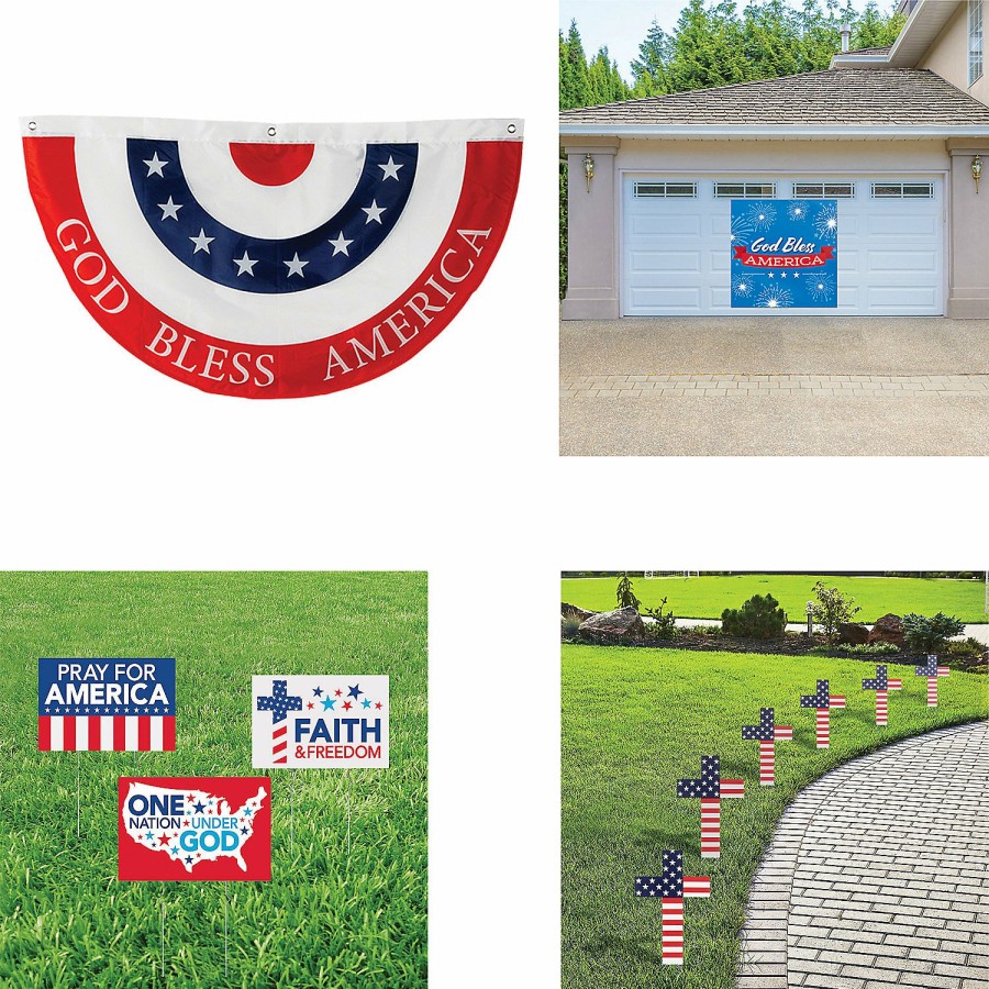 Decorating Kits * | Outlet Religious Patriotic Outdoor Decorations Kit 11 Pc.