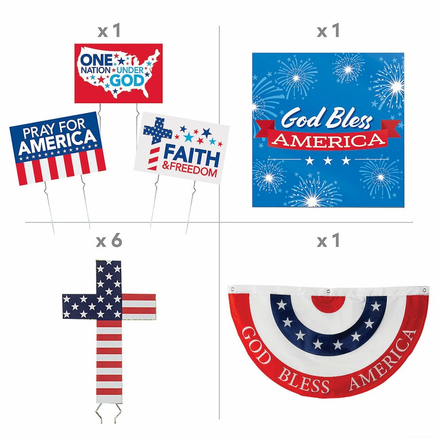 Decorating Kits * | Outlet Religious Patriotic Outdoor Decorations Kit 11 Pc.