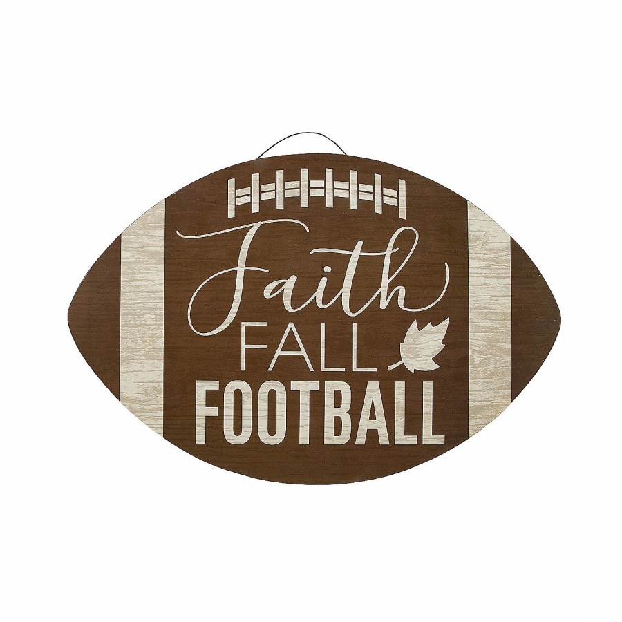 Signs * | Hot Sale Faith Fall Football Door Sign