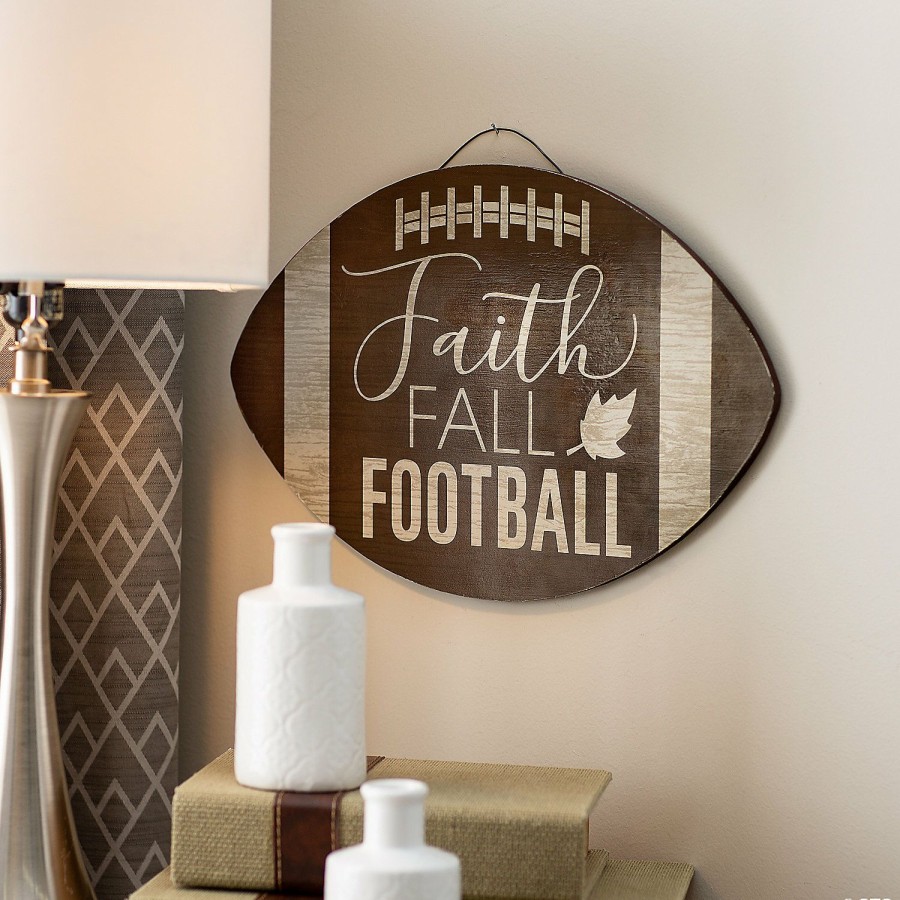 Signs * | Hot Sale Faith Fall Football Door Sign